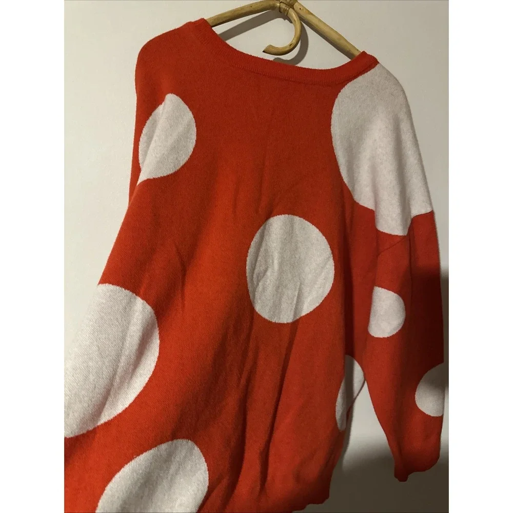Disney Minnie Mouse Pullover Knit Sweater for Adults 2XL Large‎ White Polka Dots